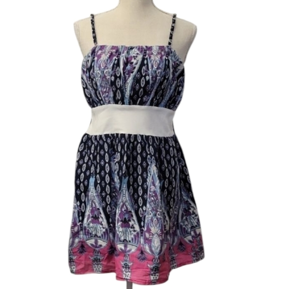 NWT Pura Vida Black, Blue, and Purple Patterned Dress - Picture 1 of 7